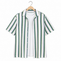 WEELZ Striped Mesh Knit Shirt — Olive Stripe — 01 hanger front