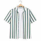 WEELZ Striped Mesh Knit Shirt — Olive Stripe — 01 hanger front