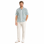 WEELZ Striped Mesh Knit Shirt — Olive Stripe — 04 model 2