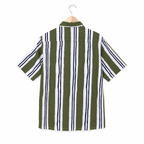 WEELZ olive and white striped Hawaii shirt, back hanger view