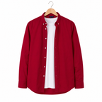 WEELZ Classic Cotton Button-Down Shirt — Red — front hanger view