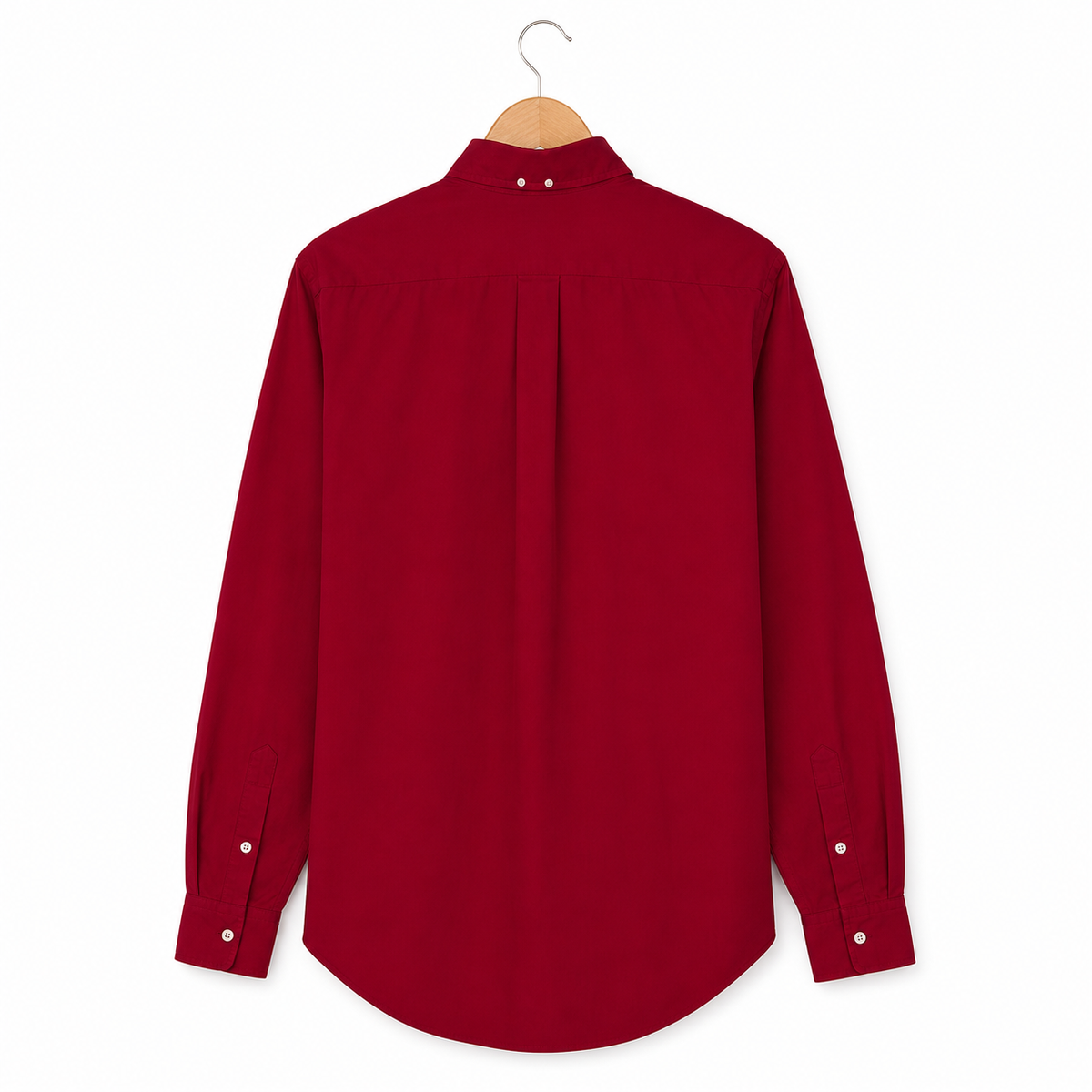 WEELZ Classic Cotton Button-Down Shirt — Red — back hanger view