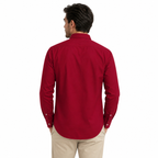 WEELZ Classic Cotton Button-Down Shirt — Red — back styling view