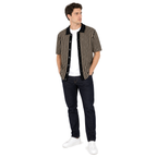 WEELZ Striped Button-Through Knit Shirt — Black & Tan — model look 2