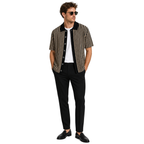 WEELZ Striped Button-Through Knit Shirt — Black & Tan — model look 3