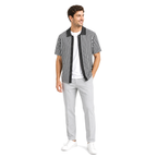WEELZ Striped Button-Through Knit Shirt — Grey & Black — model look 1