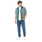 WEELZ Striped Button-Through Knit Shirt — Teal & White — model look 2