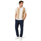 WEELZ Vertical Color-Block Knit Polo — Beige & Cream — model look 2