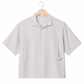WEELZ striped box-fit short-sleeve shirt — Beige, source-verified front product view