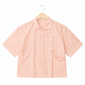 WEELZ striped box-fit short-sleeve shirt — Coral Orange, source-verified front product view