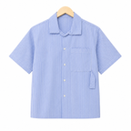 WEELZ striped box-fit short-sleeve shirt — Sky Blue, source-verified front product view
