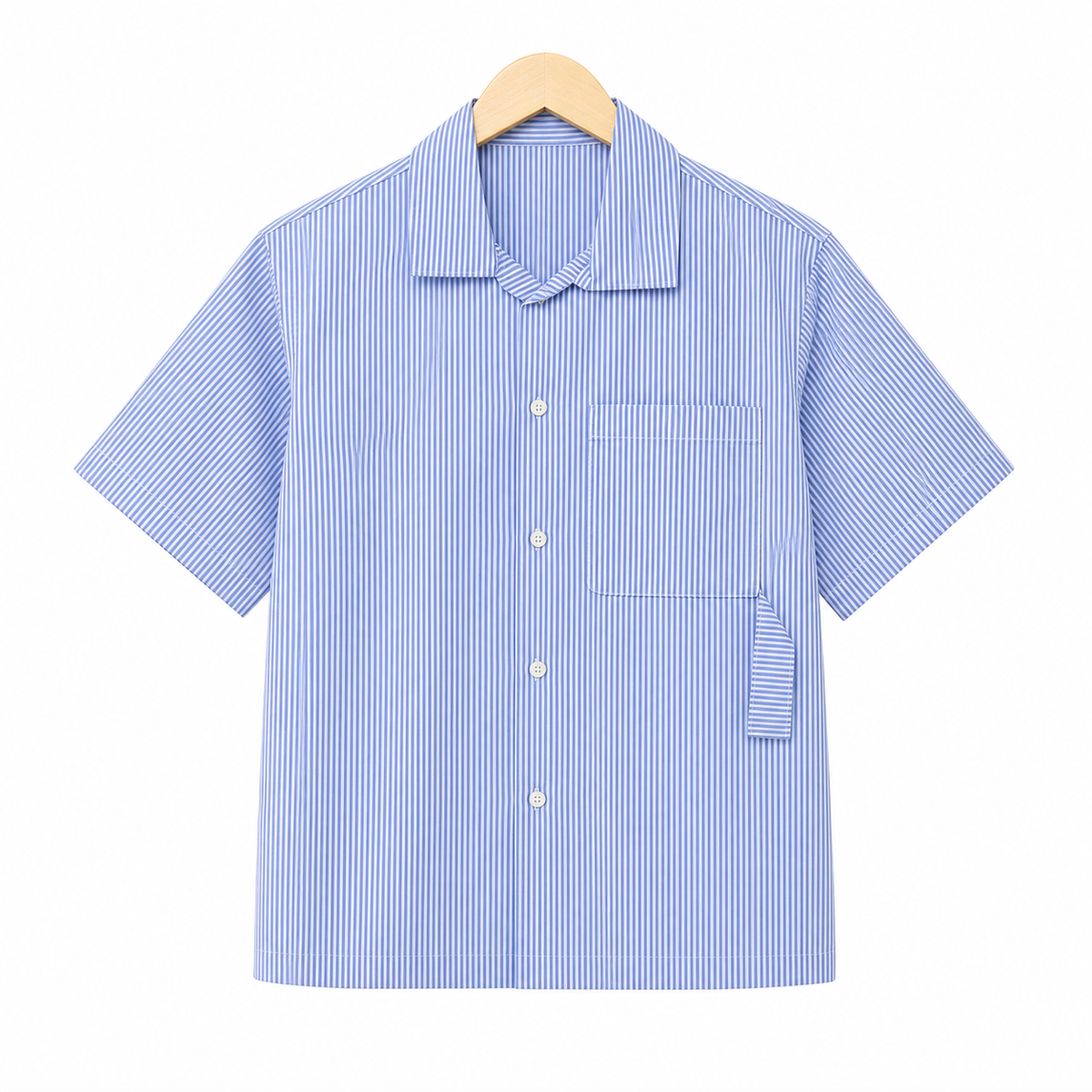 WEELZ striped box-fit short-sleeve shirt — Sky Blue, source-verified front product view