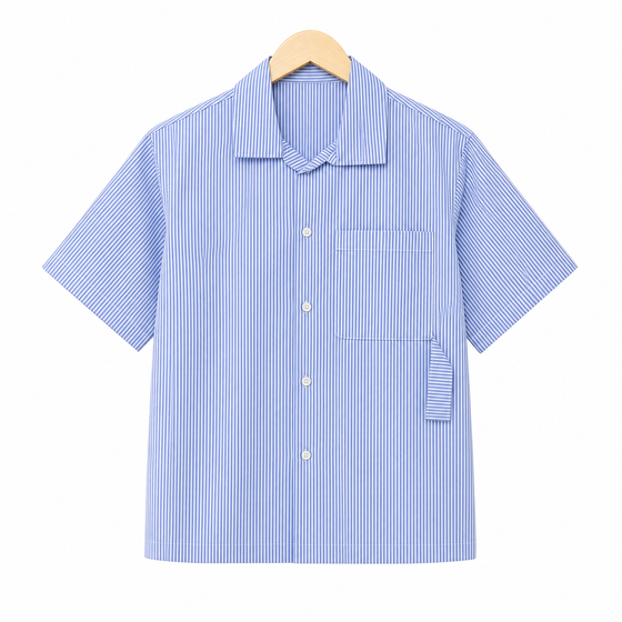WEELZ striped box-fit short-sleeve shirt — Sky Blue, source-verified front product view