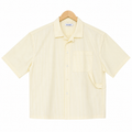 WEELZ striped box-fit short-sleeve shirt — Soft Yellow, source-verified front product view