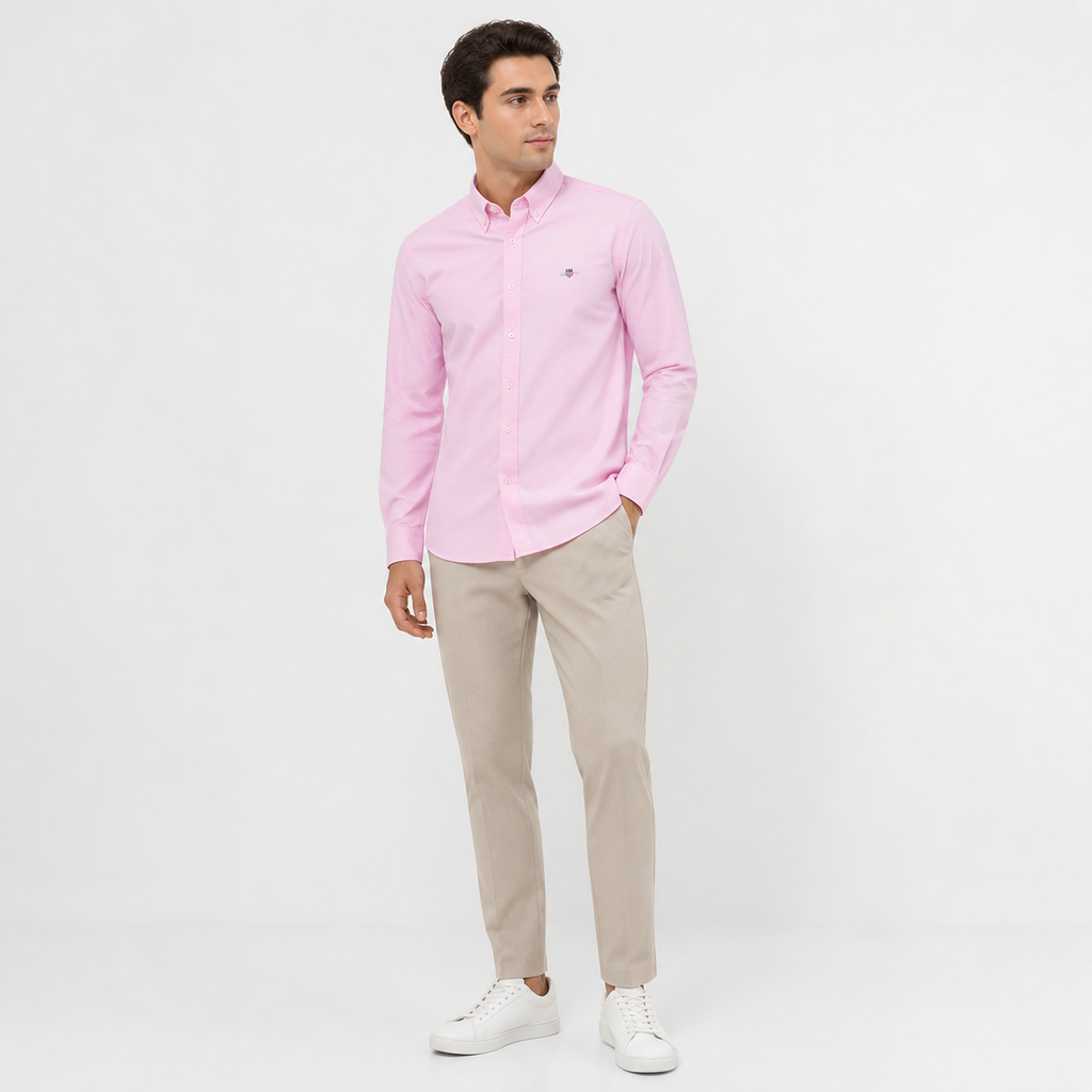 WEELZ Classic Cotton Button-Down Shirt — Blush Pink