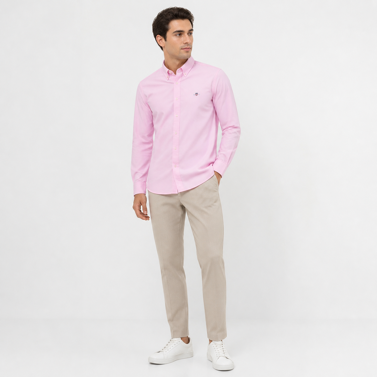 WEELZ Classic Cotton Button-Down Shirt — Blush Pink