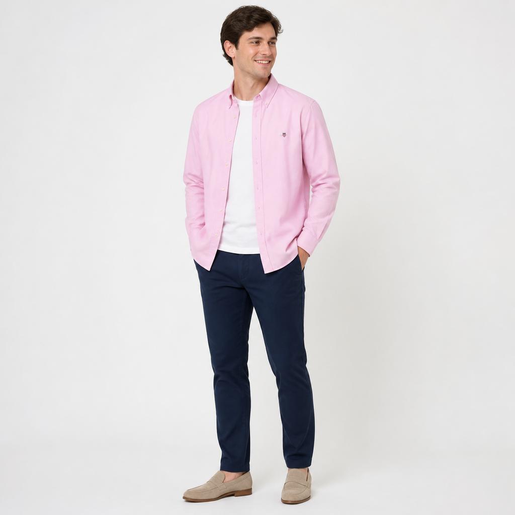 WEELZ Classic Cotton Button-Down Shirt — Blush Pink