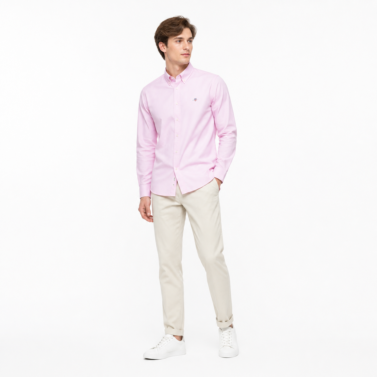 WEELZ Classic Cotton Button-Down Shirt — Blush Pink