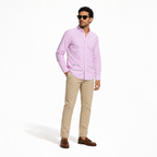WEELZ Classic Cotton Button-Down Shirt — Blush Pink styled model view
