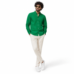 WEELZ Classic Cotton Button-Down Shirt — Green styled model view