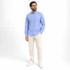 WEELZ Classic Cotton Button-Down Shirt — Light Blue styled model view