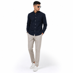 WEELZ Classic Cotton Button-Down Shirt — Navy styled model view