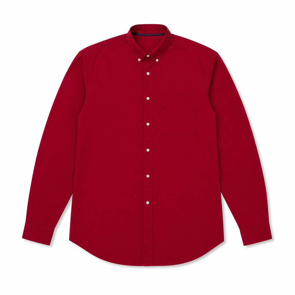 WEELZ Classic Cotton Button-Down Shirt — Red product view
