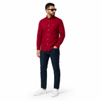 WEELZ Classic Cotton Button-Down Shirt — Red styled model view