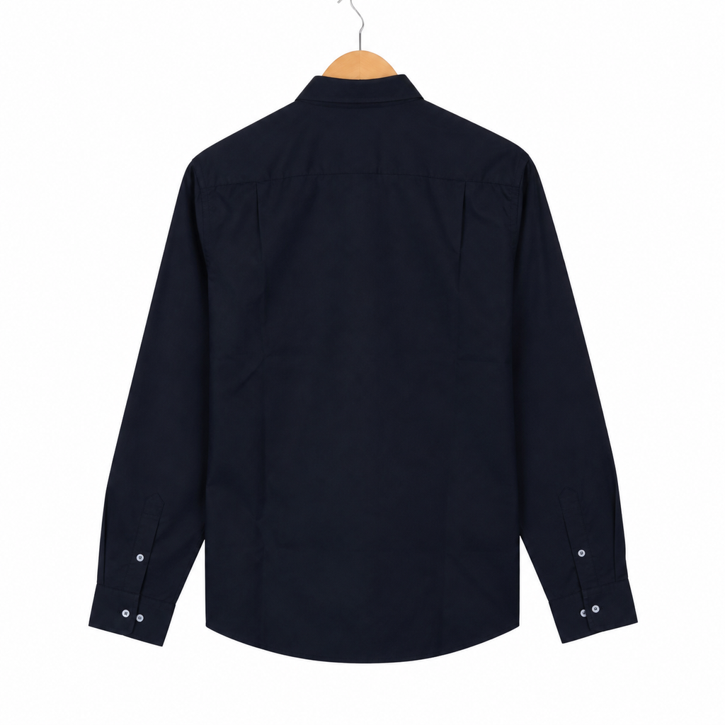 WEELZ classic cotton button-down shirt — deep navy back view