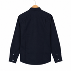 WEELZ classic cotton button-down shirt — deep navy back view