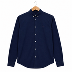 WEELZ Classic Cotton Button-Down Shirt — Deep Navy, source-verified front view