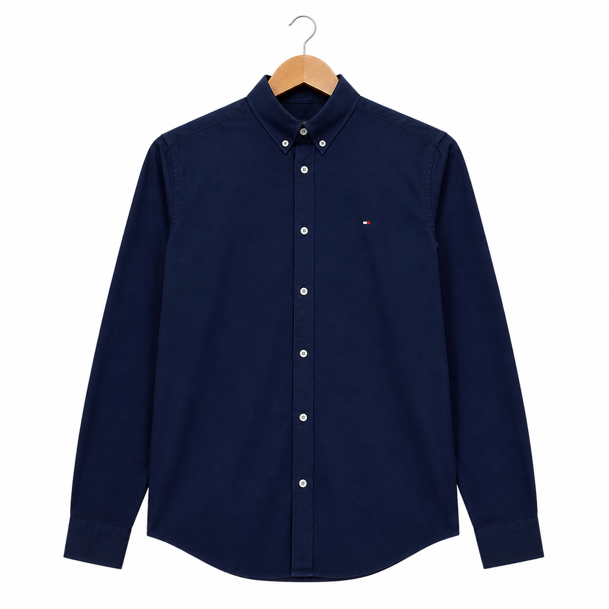 WEELZ Classic Cotton Button-Down Shirt — Deep Navy, source-verified front view