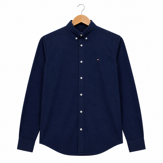 WEELZ Classic Cotton Button-Down Shirt — Deep Navy, source-verified front view