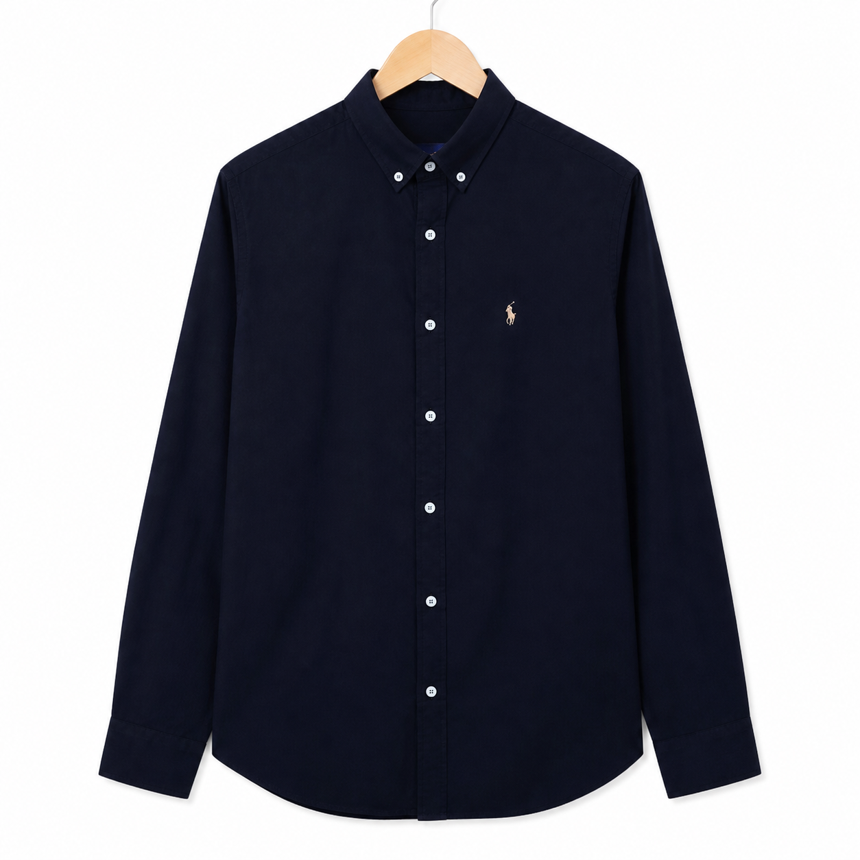 WEELZ classic cotton button-down shirt — deep navy front view