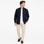 WEELZ classic cotton button-down shirt — deep navy styled look two