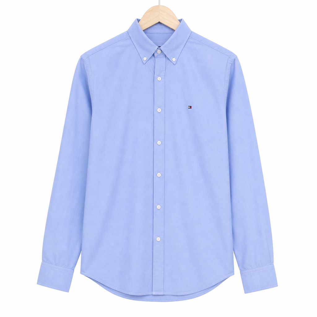 WEELZ Classic Cotton Button-Down Shirt — Light Blue, source-verified front