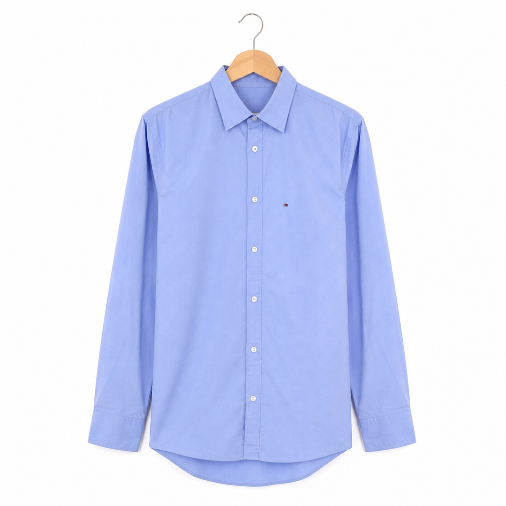 WEELZ classic cotton button-down shirt — light blue front view