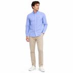 WEELZ classic cotton button-down shirt — light blue styled look one