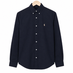 WEELZ Classic Cotton Button-Down Shirt — Navy, source-verified front view