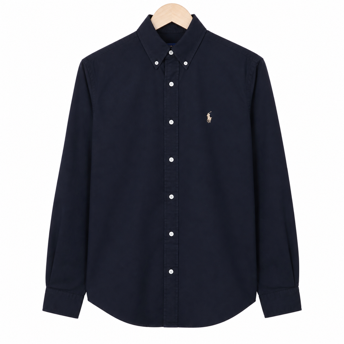 WEELZ Classic Cotton Button-Down Shirt — Navy, source-verified front view