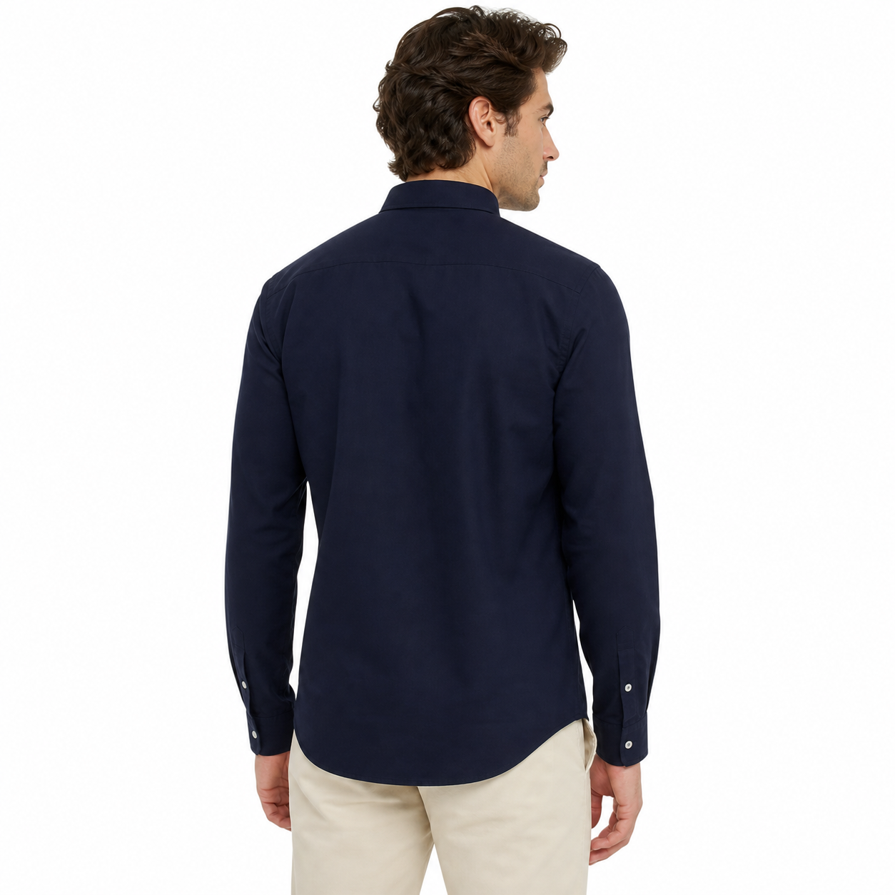WEELZ classic cotton button-down shirt, navy — model look 3