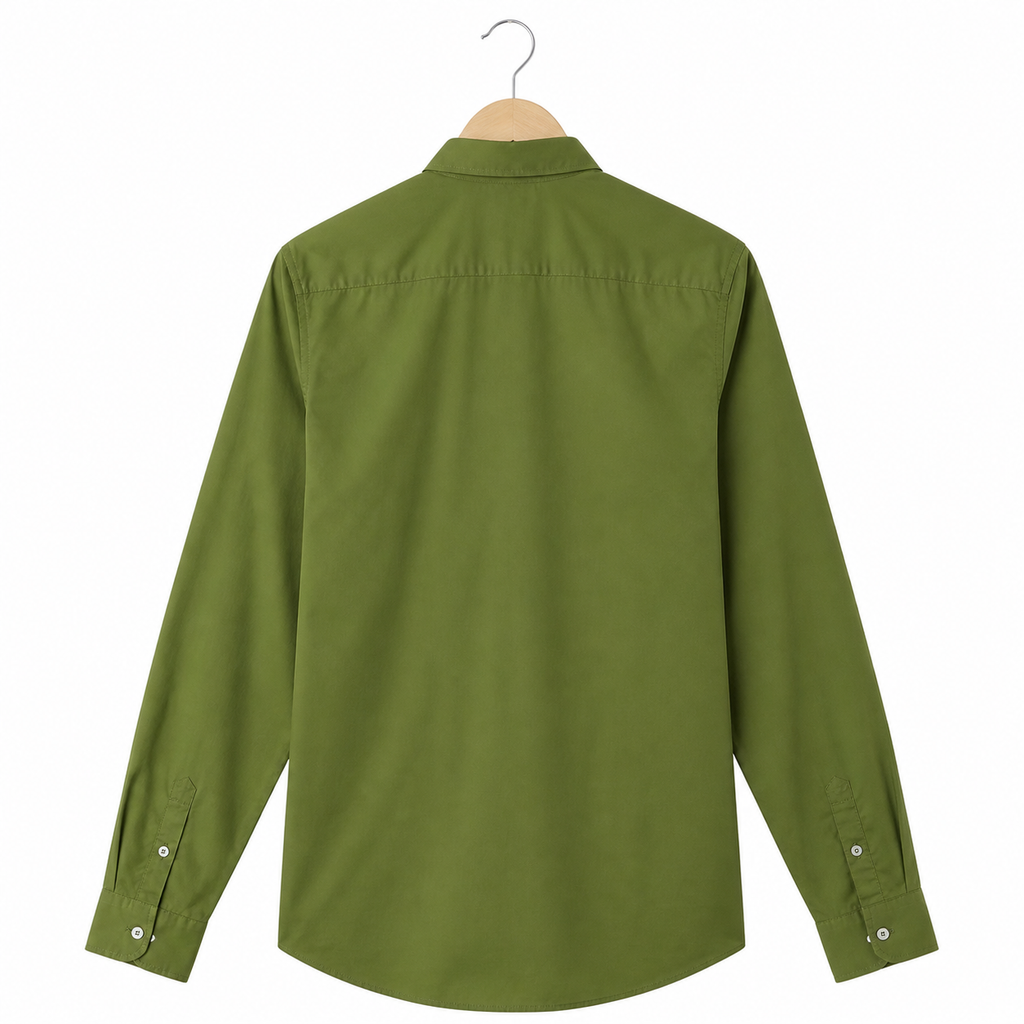 WEELZ classic cotton button-down shirt — olive back view