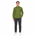 WEELZ classic cotton button-down shirt — olive styled look one