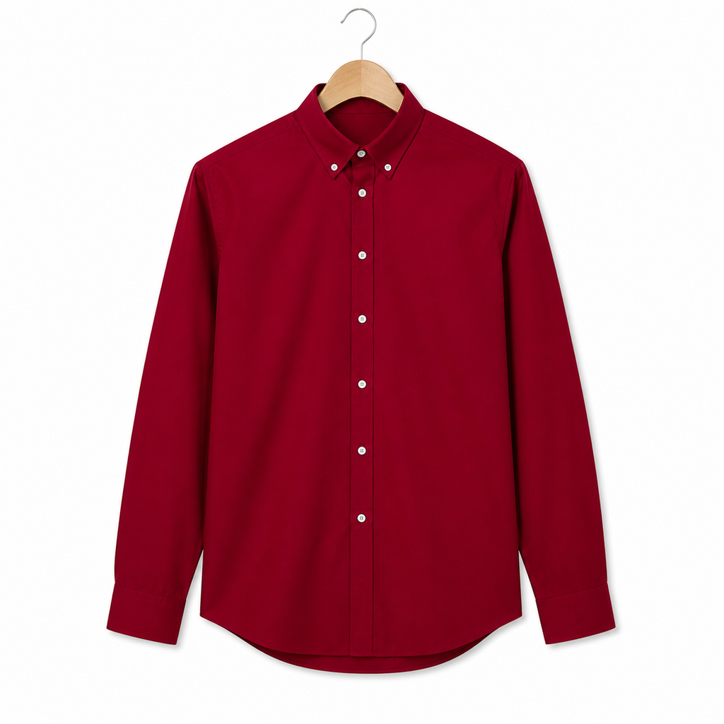WEELZ Classic Cotton Button-Down Shirt — Red, source-verified front view