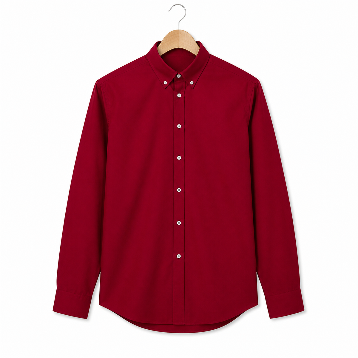 WEELZ Classic Cotton Button-Down Shirt — Red, source-verified front view