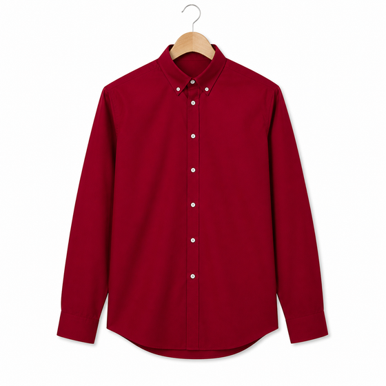 WEELZ Classic Cotton Button-Down Shirt — Red, source-verified front view