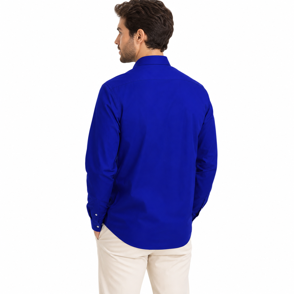 WEELZ classic cotton button-down shirt, royal blue — model look 3