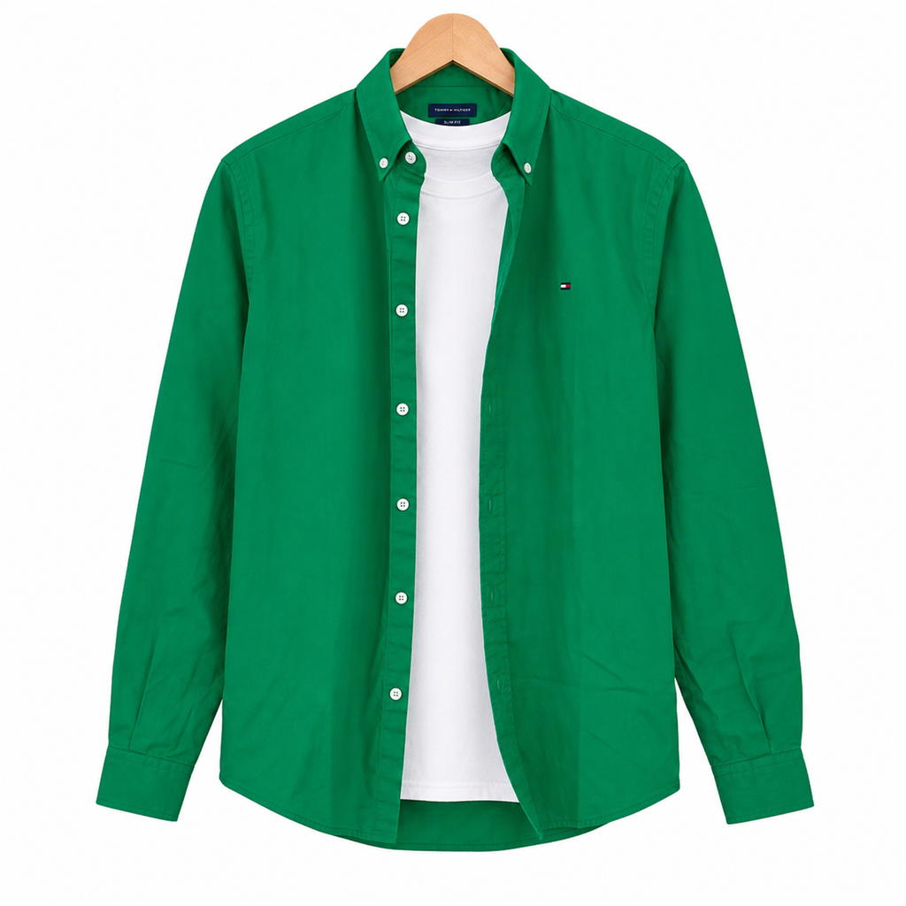 WEELZ classic cotton button-down shirt — green front view