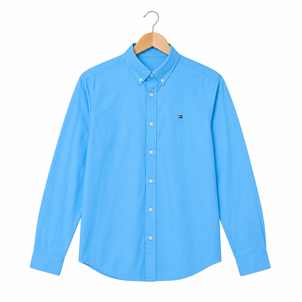 WEELZ Classic Cotton Button-Down Shirt — Sky Blue, source-verified front view