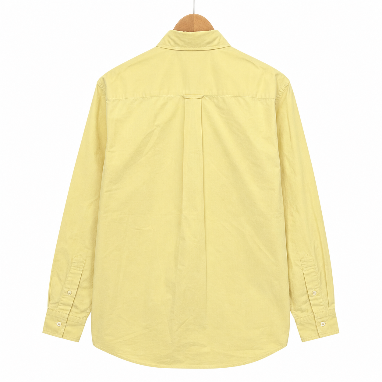 WEELZ classic cotton button-down shirt, soft yellow — rear hanger view